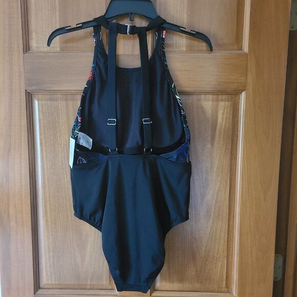 Eco Beach Women's High Neck One-Piece Swimsuit Color Black/Multi Size Large NWT - Picture 5 of 16